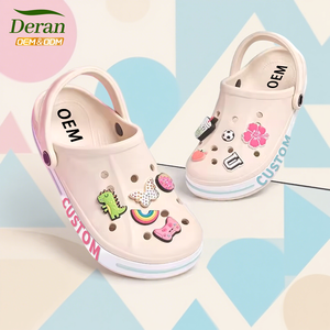 Deran OEM – Nouveaux sabots personnalisés avec logo pour couple, chaussures à plateforme pour <span class=keywords><strong>femme</strong></span>, sabots pour homme, sandales plates confortables unisexes pour l'été - Product Image 2