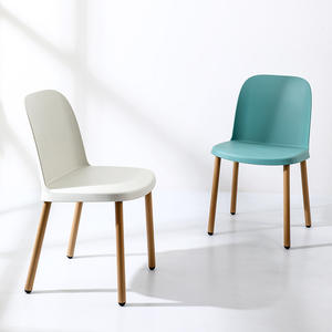 Modern Minimalist Plastic <b>Dining</b> <b>Chair</b> With Wood Legs <b>Stackable</b> For Home Office Meeting Use - Product Image 1