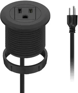 Single AC US power smart mini round desktop socket/White black Round single power outlets for office furniture