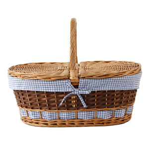 2022 latest design wicker picnic basket with lining natural color oval picnic basket