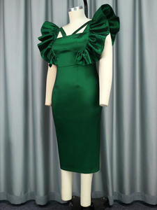 S-4XL personal isiertes Kleid mit quadratischem Hals und Rüschen kante Elegantes und leichtes Kleid mit hoher Taille im reifen Stil - Product Image 3