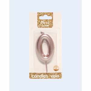 Bougies d'anniversaire Party Love numéro 0 or rose 6 cm pour décorations de gâteau - Product Image 2