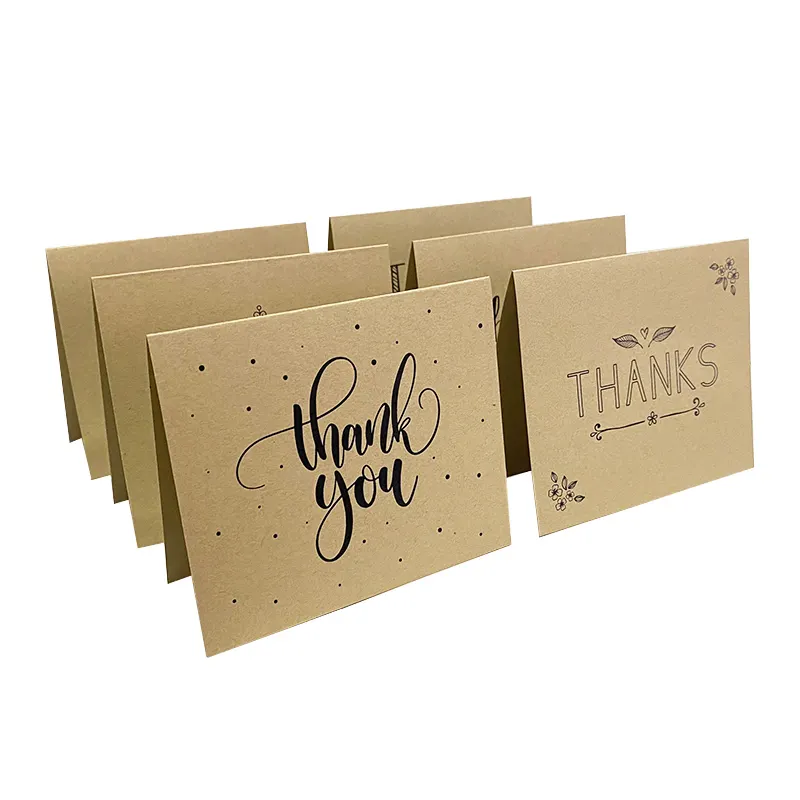 Customized brown kraft paper thank you card, free design birthday card wedding invitation thank you card