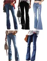 Hot Koop Lady fashion vintage Vormgeven Rekbare Pant hight wachten Boot Cut Jeans