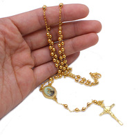 Collier de chapelet en or rempli Notre-Dame de la Charité de Jiingcan, collier de chapelet en acier inoxydable Saint-Michel