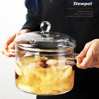 Casserole en verre transparent de haute qualité, design moderne, pour soupes et bouillons, avec poignée, bonne qualité