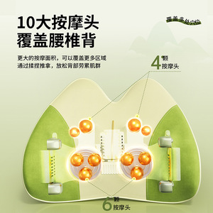 Ceinture de massage AUX pour le dos, la taille et le cou, avec thérapie thermique, massage mécanique, modèle rechargeable, vert - Product Image 3