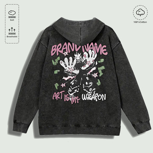 Felpa con Cappuccio 100% Cotone Lavato con Grafica 'Brandname Art Is <span class=keywords><strong>My</strong></span> Weapon', Multicolore - Product Image 3