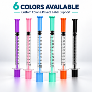 Jeringa Veterinaria Desechable <span class=keywords><strong>de</strong></span> Plástico <span class=keywords><strong>de</strong></span> 1 ml <span class=keywords><strong>de</strong></span> Alta Calidad en Blister, Colores Azul, Negro, Rosa, Verde y Morado, <span class=keywords><strong>para</strong></span> Animales - Product Image 5