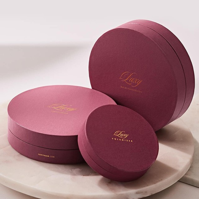 Luxury Pink Hair Extension Boxes Cylinder Packaging Custom Logo Carrier Cardboard Lid and Base Wig Box
