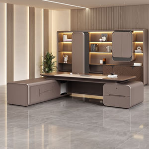 Muebles de oficina en forma de L únicos de lujo italiano de alta calidad, escritorios de oficina ejecutivos de madera, mesa de oficina Boss para dos socios - Product Image 2