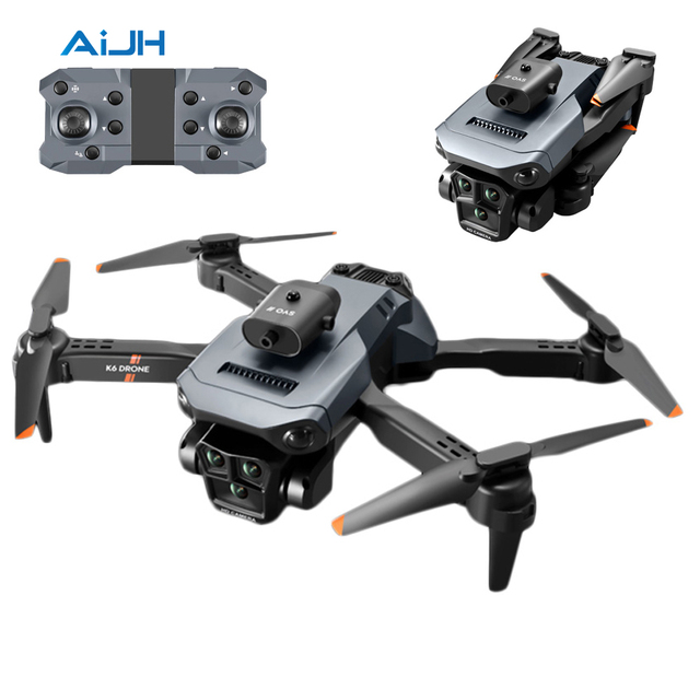 AiJH K6 MAX Rc Drone Three-Camera Professional Aerial Photography Quadcopter Obstacle Avoidance Four-Axis Foldable Drone