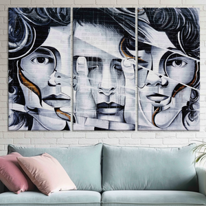 Art graffiti personnalisé moderne : Toile imprimée à suspendre au mur, LOT DE 3 TOILES - Product Image 3