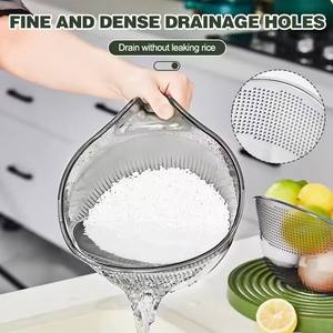 1 unidad de taza multifuncional de plástico con filtro de agua, escurridor de arroz, colador y cuchara para frutas y verduras, para uso doméstico en la cocina - Product Image 5