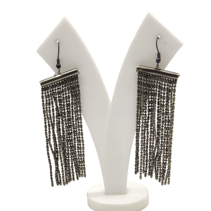 Accessoires de mariage à la mode en strass de cristal argenté pour femmes faites à la main Boucles d'oreilles de mariée avec clip Design cerceau - Product Image 1