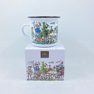 Taza de Metal Personalizada OEM, de Acero, con Esmalte Blanco, para <span class=keywords><strong>Cerveza</strong></span>, Agua, Leche, Vino, Café, Té, con Etiqueta de Papel para Colgar - Product Image 2