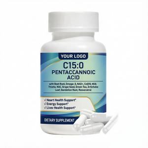 Capsules de suppléments naturels à base d'acide pentadécanoïque 15-en-1 pour la longévité, la santé du foie et le soutien immunitaire pour adultes - Product Image 1