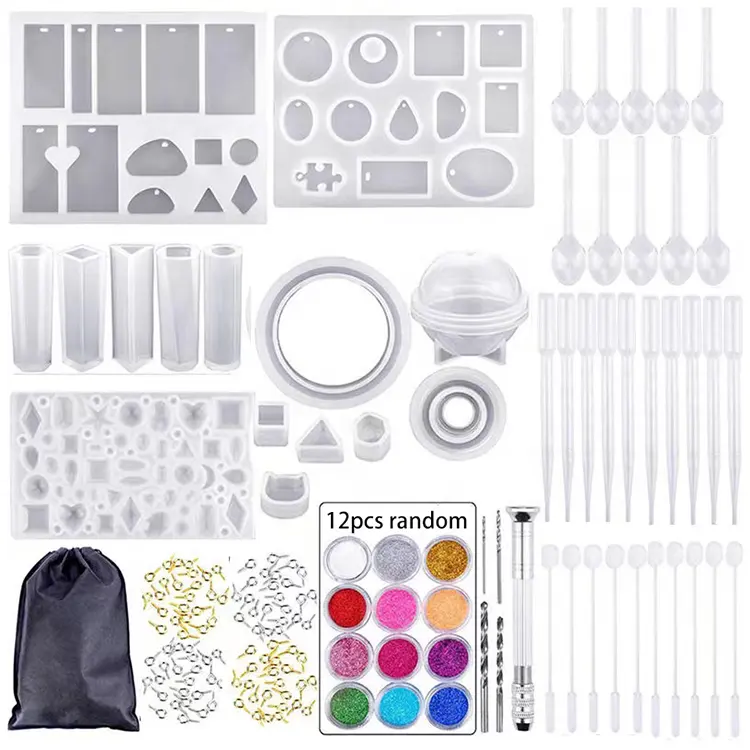 83 Pieces Epoxy Craft Casting Silicone Earring Resin Molds Jewelry Pendant Making Kit