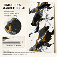 Panneau mural en PVC brillant MORLENX, imitation marbre UV, agate blanc, noir, gris, or, pour un intérieur moderne et luxueux