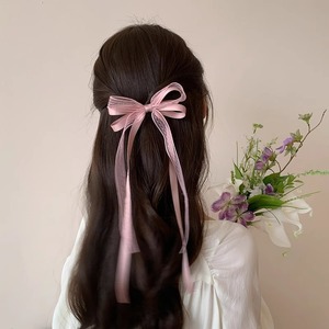 Grand nœud en dentelle et pince à bec de canard pour filles avec deux queues de cheval - accessoire de cheveux de style girly. - Product Image 3