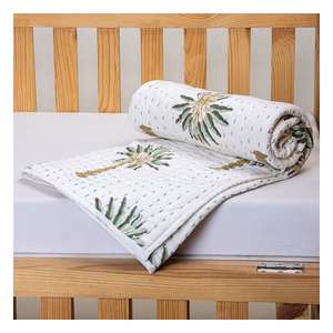 Colcha de Bebé Kantha de Alta Calidad, Último Modelo, Algodón con Estampado de Palmeras, Colcha de Bebé Hecha a Mano, Suave y Ligera - Product Image 6