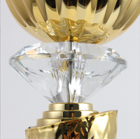 Trophées et récompenses vierges en métal à grande coupe et base carrée noire, pour événements sportifs, compétitions de discours, vente en gros, bon marché