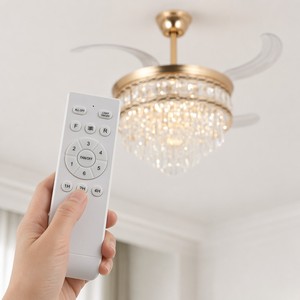 Ventilateur de plafond en cristal de 48 pouces avec lumière LED, moteur DC et télécommande pour salon, lustre moderne - Product Image 5