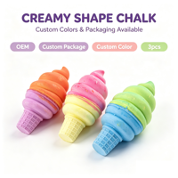 Lot de 3 craies de trottoir en forme de crème glacée, non toxiques, lavables, colorées, crémeuses, jouet éducatif pour dessiner et écrire pour les enfants de 3 ans