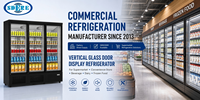 Vitrine réfrigérée verticale à portes vitrées pour supermarché commercial 2 3 4