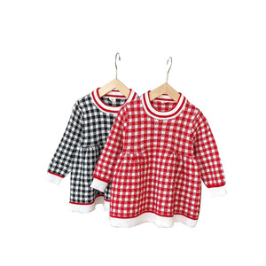 Korean Kids Clothes Wholesale Latest Casual Long Sleeve Baby Girl Dress With Plaid From China Supplier - Product Image 1