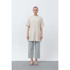 Camiseta larga holgada de punto para mujer Mango, manga regular, color beige 40009TSH - Product Image 3