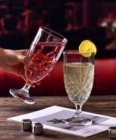 Verre à pied vintage transparent 470 ml, épais, pour vin et desserts, rond, fabriqué à la machine, idéal pour les fêtes