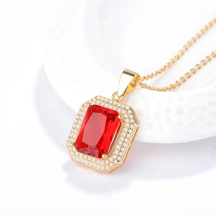 Mặt Hàng Độc Đáo Cửa Hàng Quà Tặng Trang Sức Thời Trang Đá Quý Đỏ Vòng Cổ Pha Lê Zircon