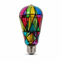 Ampoule LED à filament ST19 4W E27/E26/B22 pour Noël, décoration intérieure, lampe en verre peinte en mosaïque colorée, ampoules/lampes d'éclairage