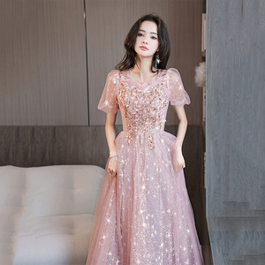 Pink Evening Gown For Women Sweetheart Neckline Empire Waist <b>A</b>-<b>Line</b> 3D Stereoscopic <b>Patterns</b> Flattering Slimming Banquet <b>Dress</b> - Product Image 1