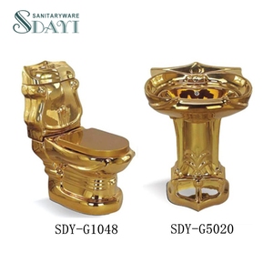 כלי סניטריים מוזהב שירותים סט שירותים בכל צבעי זהב טואלט קרמיקה סט שירותים - Product Image 2