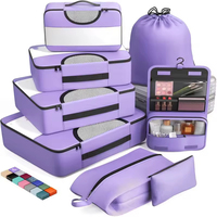 Ensemble de 8 sacs de voyage noirs, cubes de rangement pour valise, organisateur de bagages, 4 tailles (très petit) pour accessoires de voyage