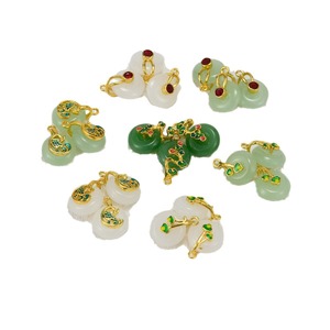 Pendentif en alliage de style chinois, imitation jade, boucle de sécurité, motif nuage porte-bonheur, sculpture en relief ronde pour le Nouvel An chinois - Product Image 5