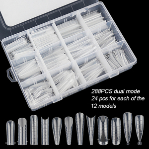 Embouts d'<span class=keywords><strong>ongles</strong></span> en cristal pour doigts, forme d'extension d'<span class=keywords><strong>ongles</strong></span> en plastique, double mode, 288 pièces/boîte, mélange de modèles, construction rapide d'embouts de <span class=keywords><strong>gel</strong></span> - Product Image 6