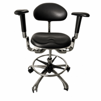 Chaise d'hôpital réglable en cuir PU, tabouret médical ergonomique avec siège rembourré, dossier solide, roulettes et repose-pieds pour clinique, école, atelier