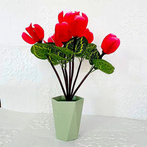 Plante artificielle cyclamen Qi Xing en pot, 39 cm, en plastique, décoration d'intérieur - Product Image 4