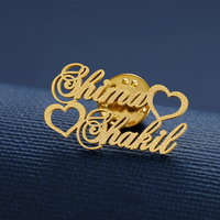 Broche de logo personnalisée en acier inoxydable avec nom broche en métal épingle de sécurité de styliste pour hommes et femmes bijoux personnalisés