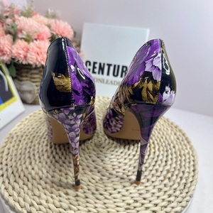Zapatos de Mujer con Flores Rojas de 12CM, 10CM y 8CM, 2024, Tallas Grandes, Tacones de Aguja con Punta Puntiaguda, Zapatos de Tacón Alto de Moda - Product Image 6