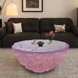 Table basse en résine transparente haut de gamme, design moderne, thème Cœur de l'océan bleu, effet cristal glacier, pour maison, villa, hôtel, mobilier d'intérieur - Product Image 3