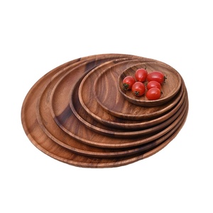 Wholesale Cheap Nature Solid <strong>Wood</strong> Food Fruit Serving Charge Platter Round Acacia Wooden <strong>Plate</strong> - Product Image 4