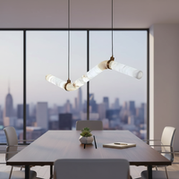 Lámpara de Techo LED de Estilo Minimalista para Decoración Residencial, Sala de Estar, Comedor, de Mármol y Cobre, para Techos Altos