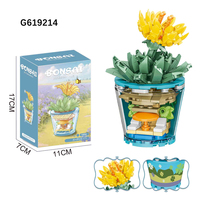 Série de mini-plantes en pot, blocs de construction, jouet de décoration de bureau, jouet éducatif DIY pour assembler des plantes et des fleurs, cadeau pour enfants et adultes