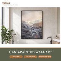 Peinture murale texturée 3D peinte à la main, art abstrait, paysage de lever de soleil sur les montagnes, rayons de lumière, peinture à l'huile, décoration moderne pour salon