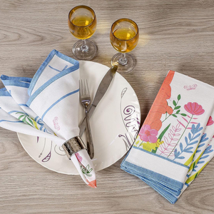 Serviette en lin bleu clair neutre Serviette en tissu brodé réutilisable pour les mariages Hôtels Option polyvalente pour les occasions spéciales - Product Image 1