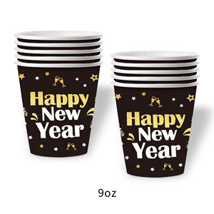 Suministros para Fiesta <span class=keywords><strong>de</strong></span> Nochevieja, Juego <span class=keywords><strong>de</strong></span> Vajilla Desechable <span class=keywords><strong>de</strong></span> Papel Negro y Dorado, Incluye Platos, Servilletas y Manteles - Product Image 6